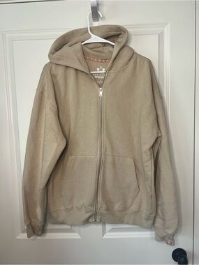 Free Planet Neutral Beige Full-Zip Hoodie
